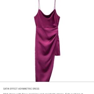 Zara Satin Asymmetrical Dress - Magenta